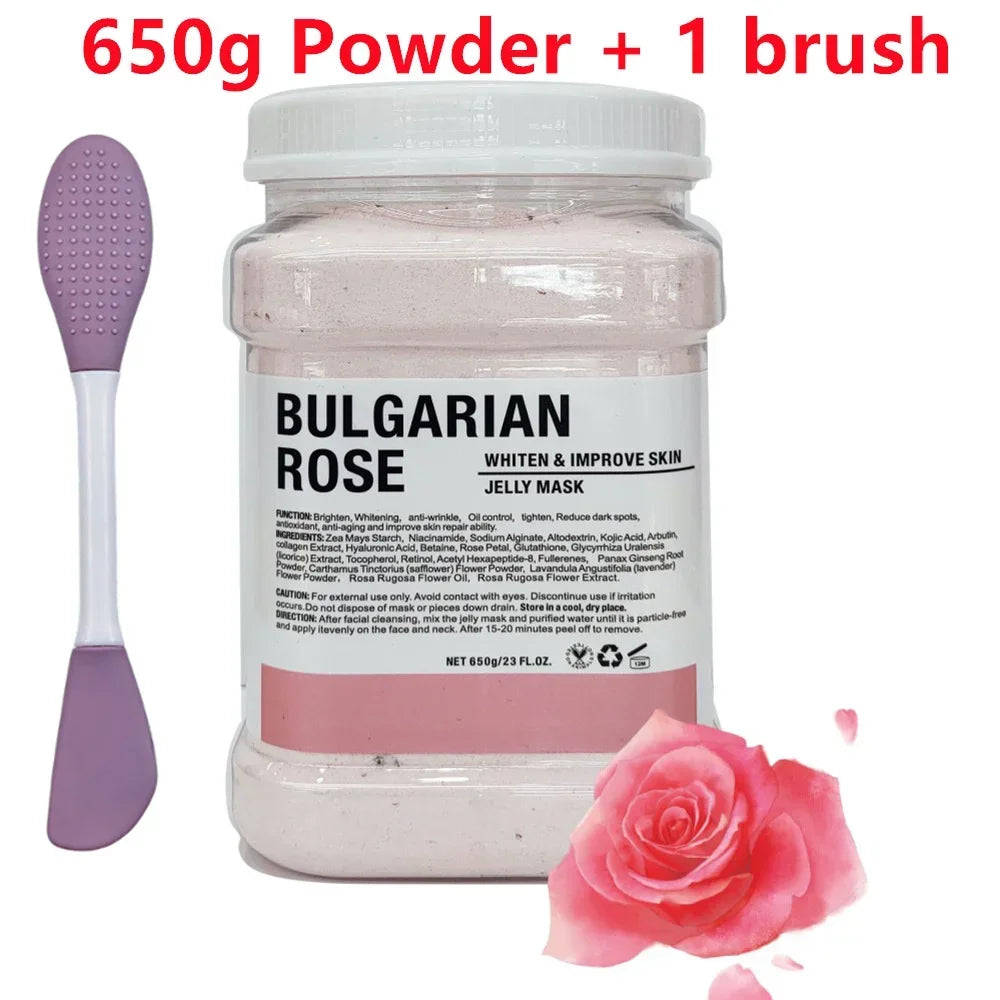 650g Chamomile Hyaluronic Acid Facial Moisturizing Mask Powder with Silicone Brush Increasing Skin Elasticity Rose Jelly Mask