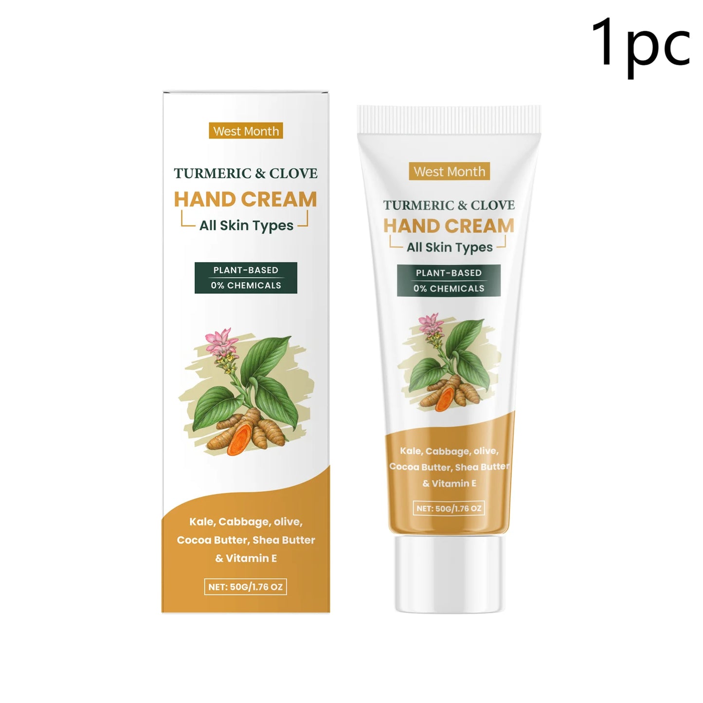 Turmeric & Clove Hand Cream, Moisturizing & Nourishing Hand Care, Hydrating Treatment for Dry Hands