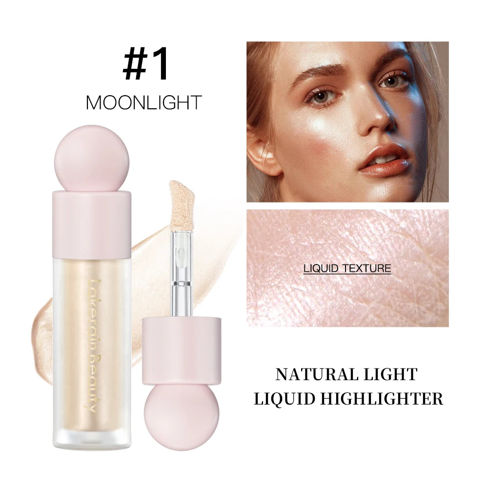 4 Colors Liquid Highlighter Brighten Skin Tone Highlighter Lightweight High Glossy Finish Natural Glow Liquid Luminizer Makeup