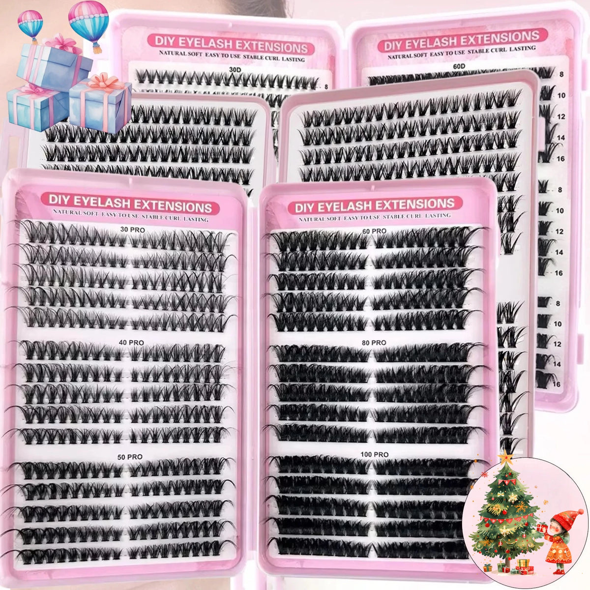 Thick & Fluffy DIY Cluster Lashes 30D/100D Mixed Density Mixed Length Individual Eyelash Extension