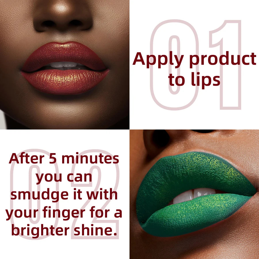 14 Colors Metallic Glitter Velvet Lip Glaze High Pigment Matte Shimmer Lip Tint Diamond Lips Korean Makeup Gifts Liquid Lipstick
