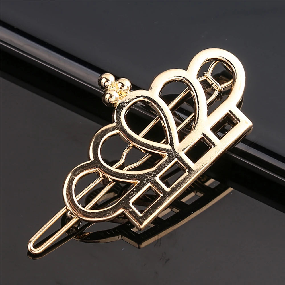 Triangle Moon Hairpin Fashion Women Metal Frog Clip Word Clip Elegant Star Round Barrette Alloy for Ladies Hair Accessories