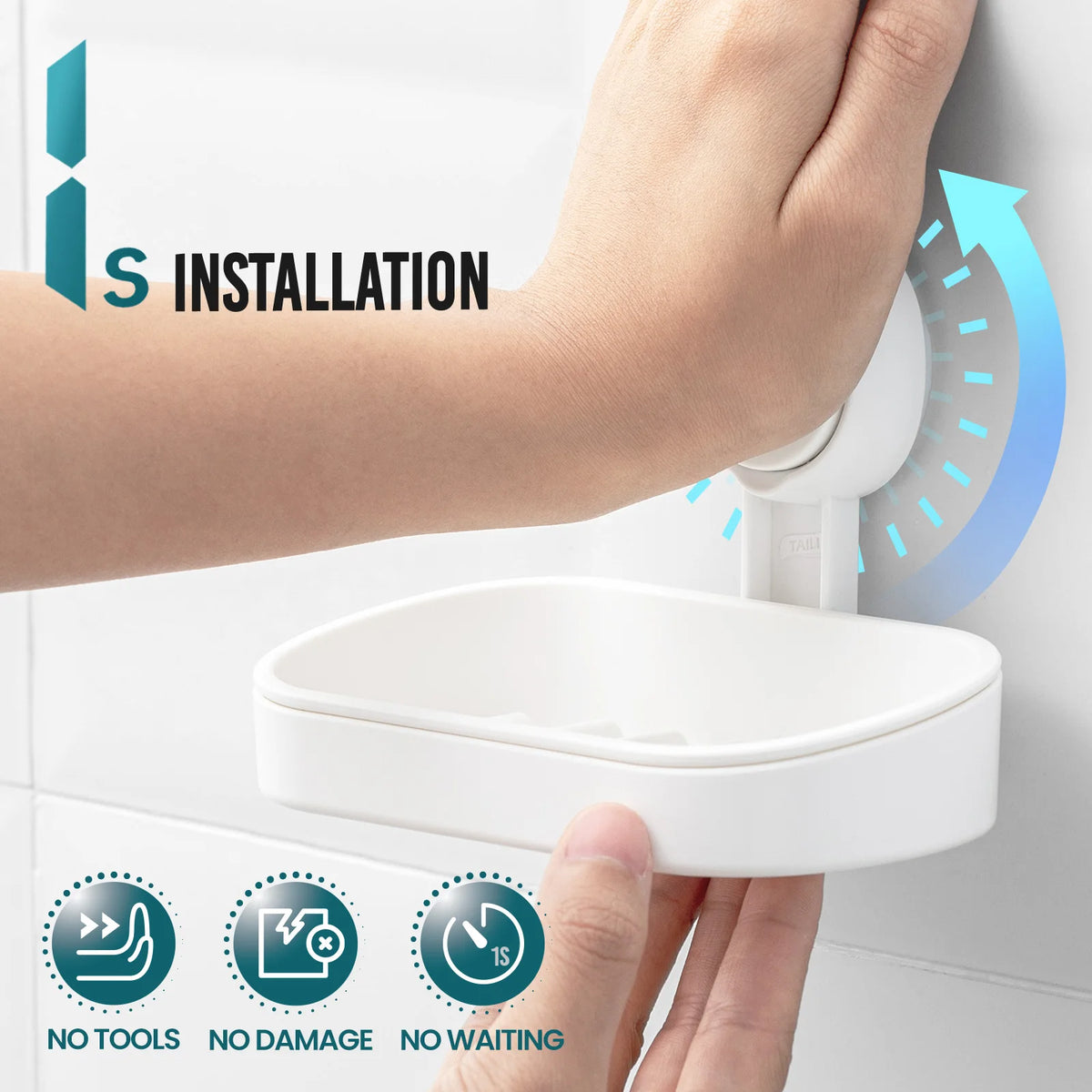 TAILI Soap Dish Bar Holder Suction Cup, Soap Sponge Holder for Shower, Bathroom, Tub and Kitchen Sink, Drill-Free, Removable