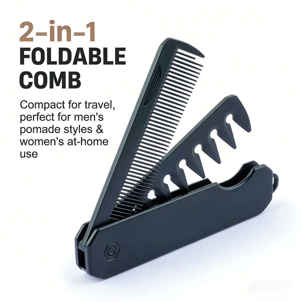 NEW Style 2 in 1 Pocket Folding Comb Barber Hair Clipper Combs Hair Styling Tools Professional Salon Wide Tooth Oil Head Comb
