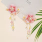 2pcs Chinese Hanfu Hair Clips Hairpins Flower Girls Pink Barretes Crystal Tassel Children Hair Accessories Jewelry Headwear
