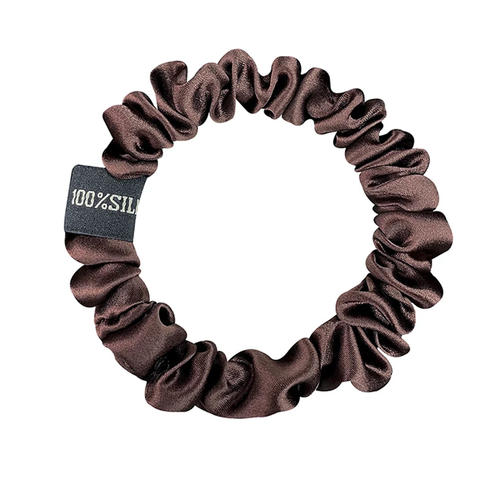 100% Pure Mulberry Silk Scrunchies Hair Bands Ties Gum Elastics Ponytail Holders Pure Color for Women Girls 19 Momme 1.5CM