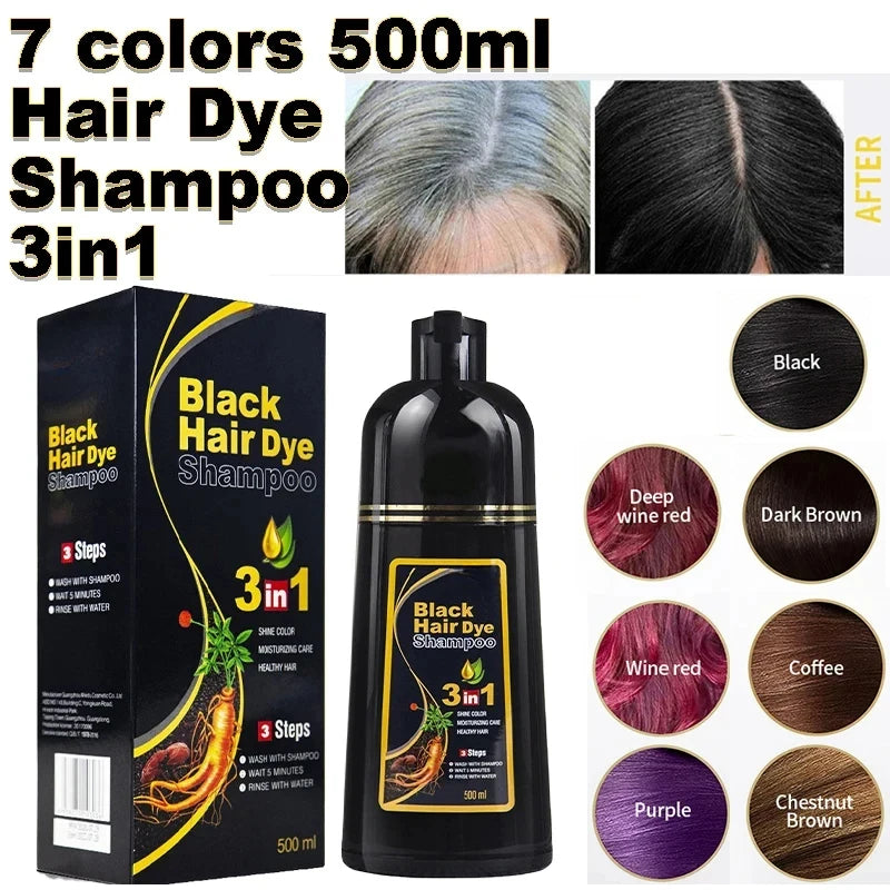 Hair Dye Shampoo 3 In 1 Instant Coloring Shampoo Natural Treatment For Hair Shampoo Large Capacity Head Shoulder Shampoo