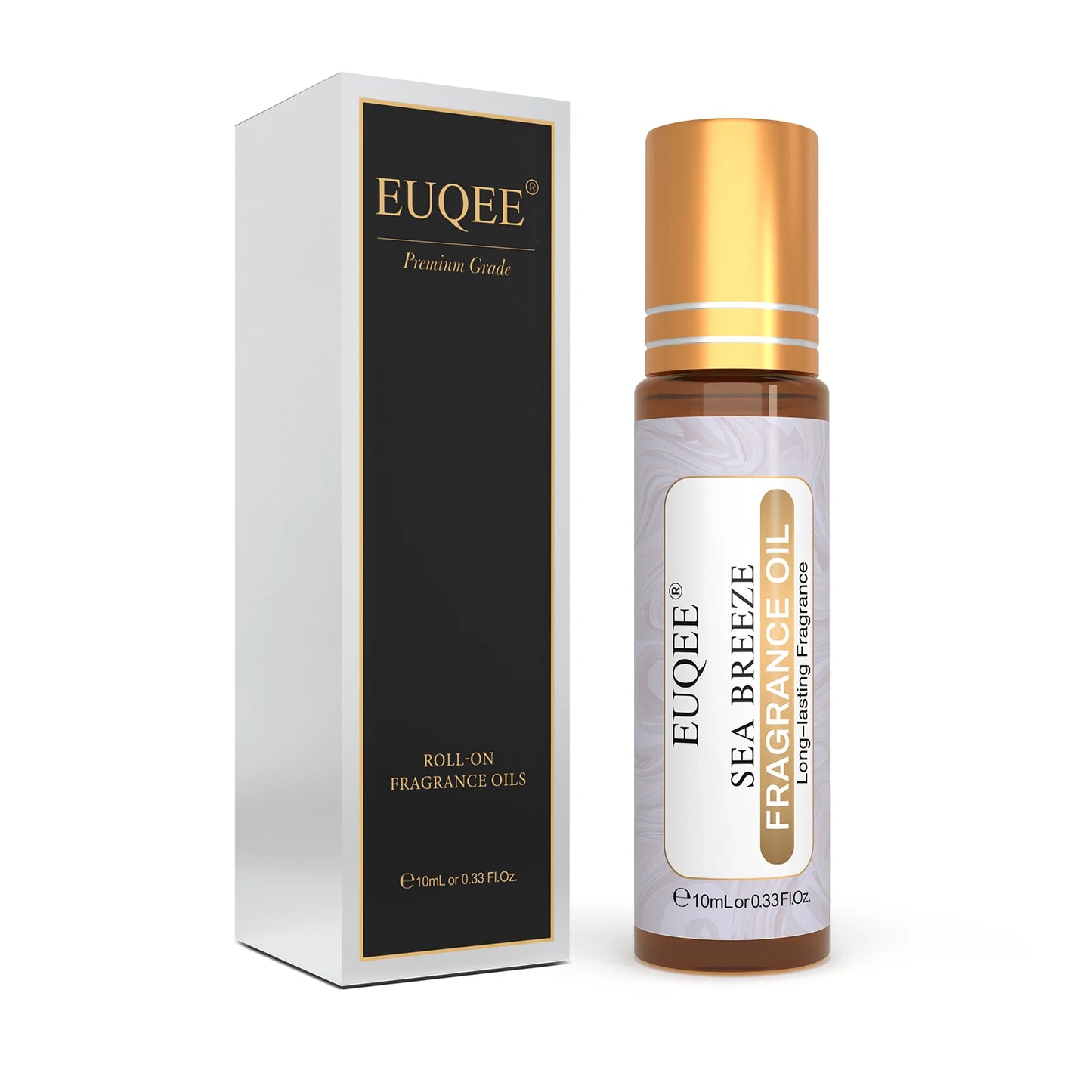 EUQEE 10ml Roll-On Fragrance Oil for Skin Sea Breeze White Musk Coconut & Vanilla Bubble Gum Green Tea Long Lasting Scent