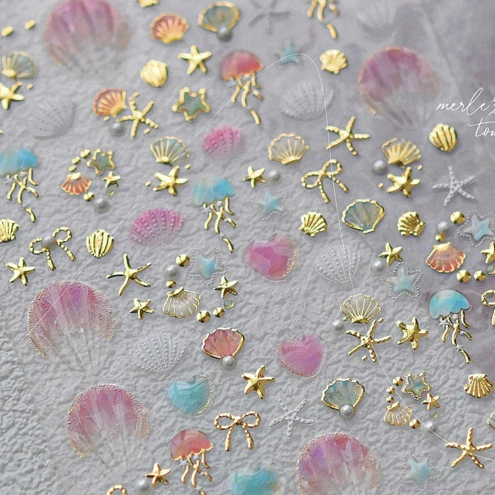 Magical Blow Bubbles Goldfish Bunny Rabbit Cat Kitten Shape Shiny Dreamy Bubbles 5D Nail Art Decorations Sticker Manicure Decal