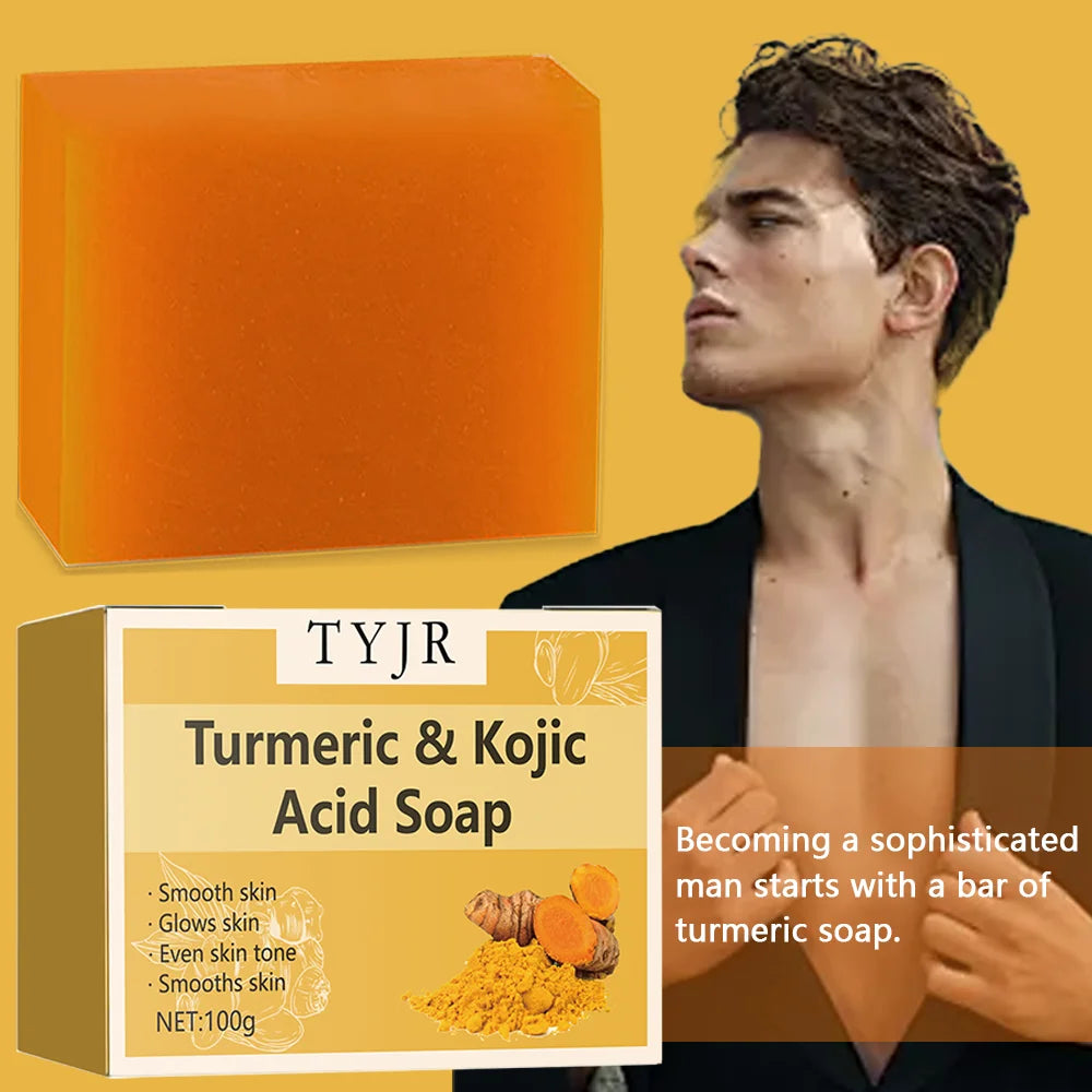 Lemon Turmeric Acid Soap - Deep Cleansing and Moisturizing, Contains Vitamin E and Olive Oil, Handmade for Hair, Face and Body, Suitable for All Skin Types, Lemon Turmeric Soap