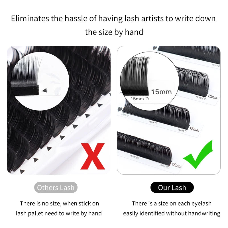 Winky Beauty  12Rows Classic Individual Mink Hair Lashes Extension Matte Black Fluffy Silk Eyelash Extension for Beauty Makeup