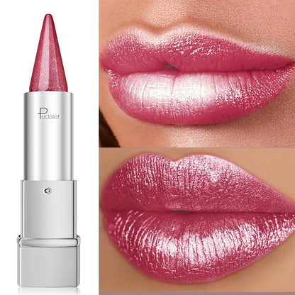 Pearlescent Sparkle Lipstick, Waterproof 24H Long Lasting, Lightweight Shiny Lip Makeup, Colorfast for Girls