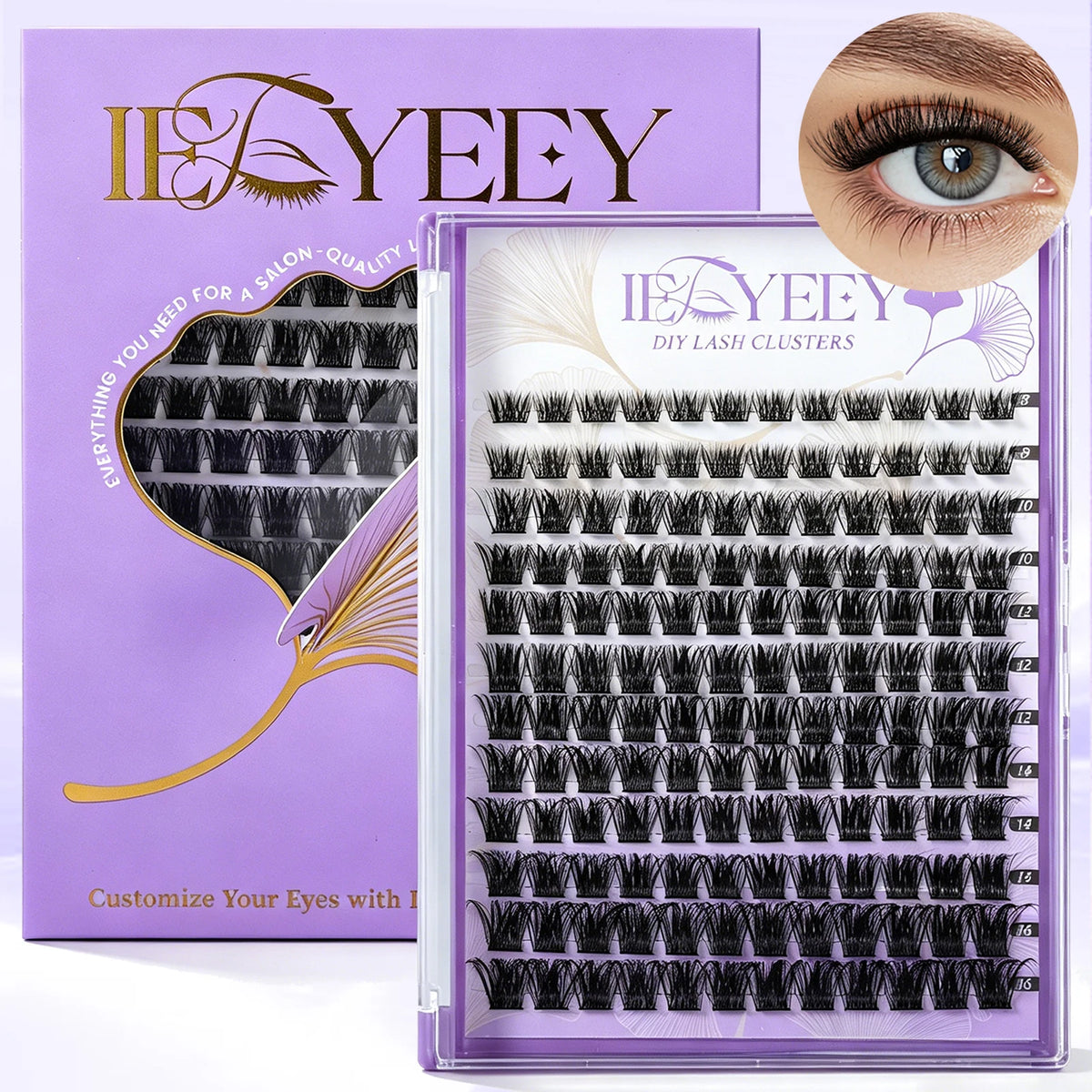 IEEYEEY Wispy Thick Lashes Clusters Natural Fluffy Segmented Lashes 3D Individual Volume Lash 8-16mm Mixed DIY Eyelash Extension