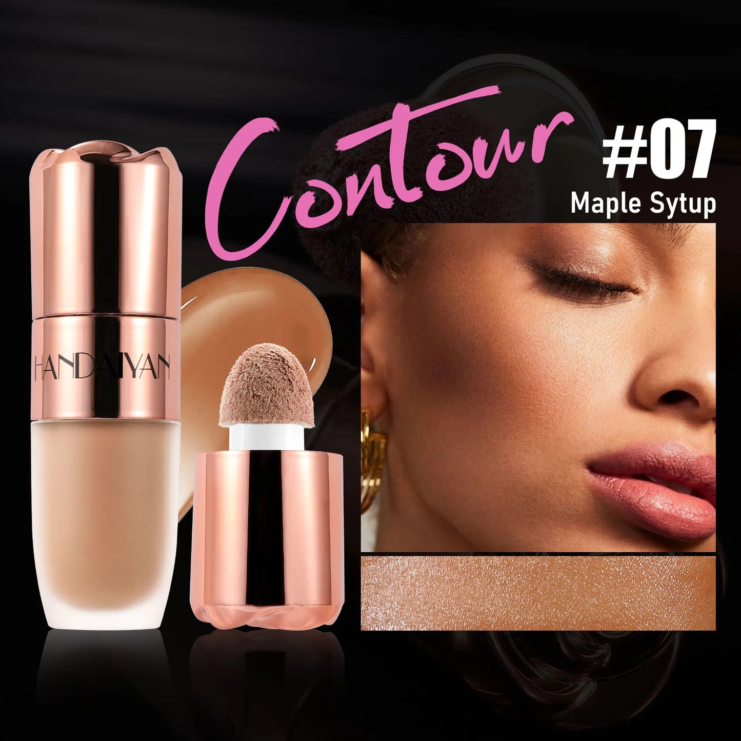 Liquid Highlighter Stick Rose Glow 3D Contour Effect Long Lasting Face Body Makeup Soft Sponge Tip Easy Apply