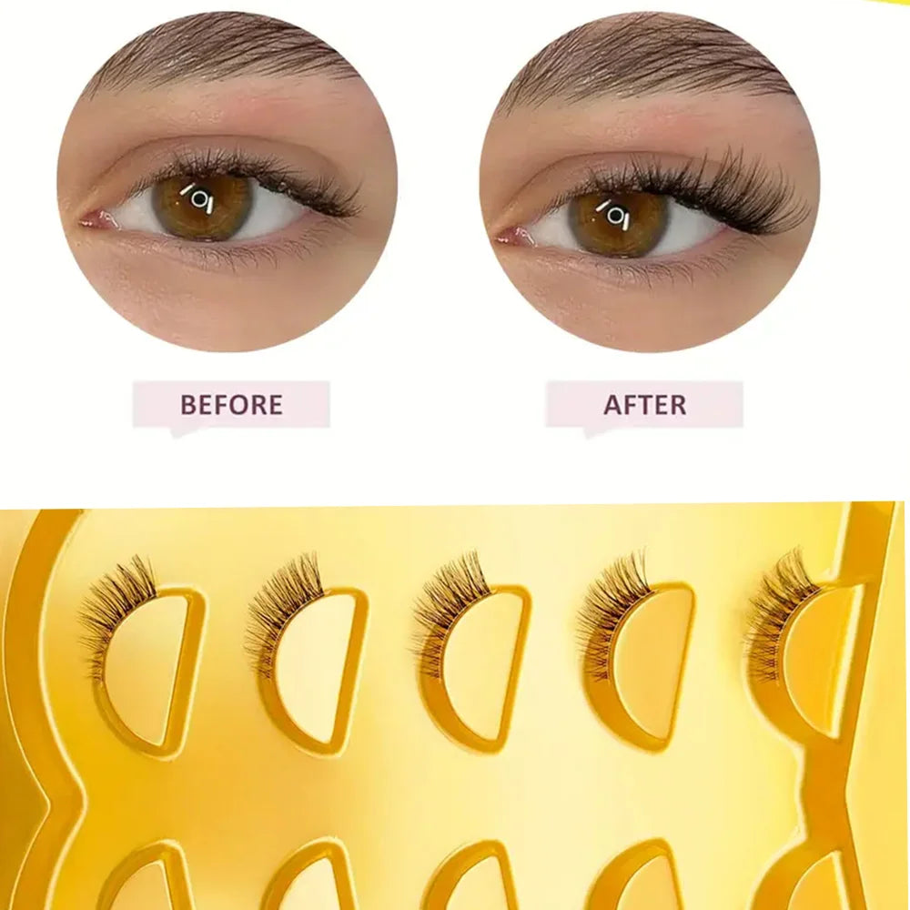 5 pairs Wispy Half Lashes for Natural Volume and Curly Look - Perfect for Daily Dating and Party Makeup