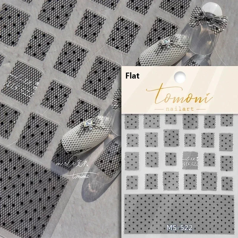 1pcs White 5D Pearl Lace Wave Lines Nail Art Stickers Elegant Exquisite Nail Decoration Decals DIY Self Adhesive Transfer Slider
