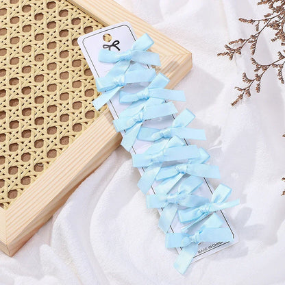 RAINBOW BOWS 10Pcs Kids Sweet Solid Color Mini Bows Hair Clip Baby Girls Ballet Style Ribbon Braided Hair Accessories Wholesale