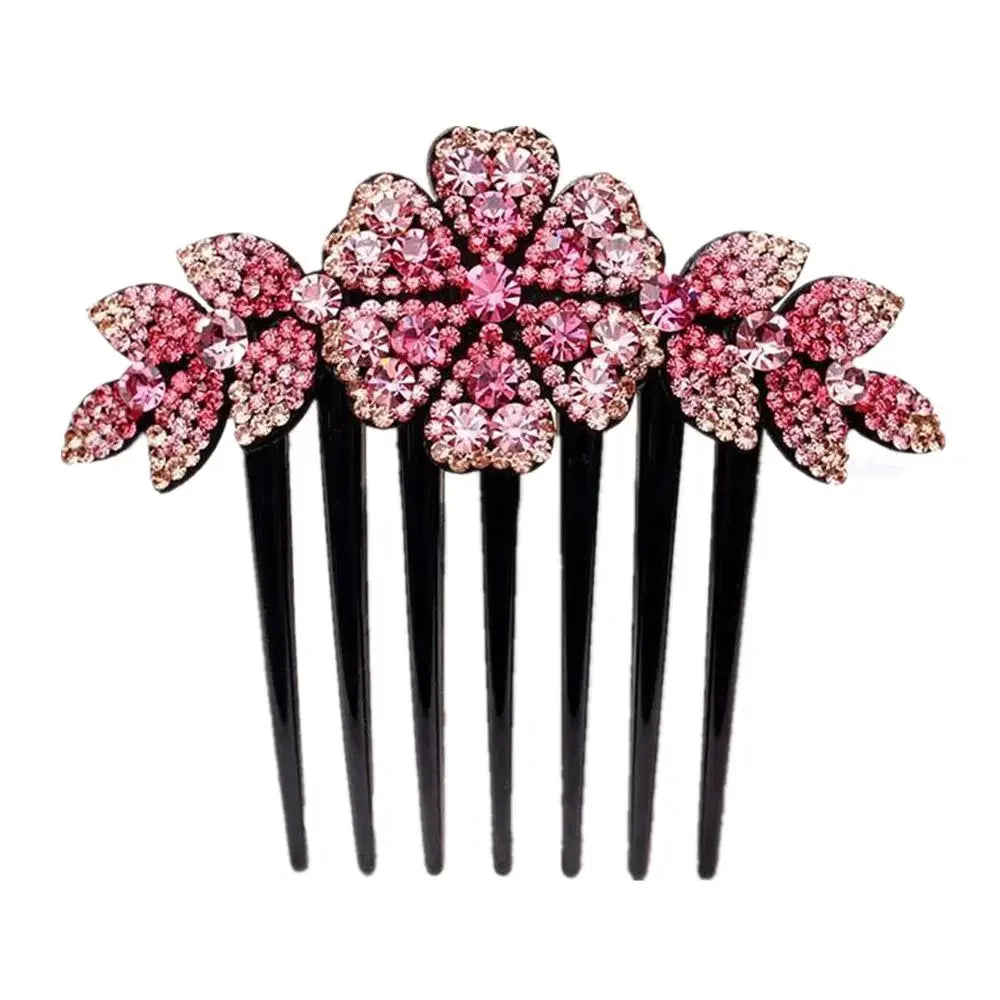 1PC Fashion Hair Comb Luxury Crystal Shiny Rhinestone Hair Clips Inlaid Flower Hairpin Hair Grips Elegant Bride Hair Jewelry