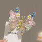 Three-dimensional Rhinestone Butterfly Hairpin Multicoloured Moving Wings Hair Clip Headwear Hair Accessories for Children
