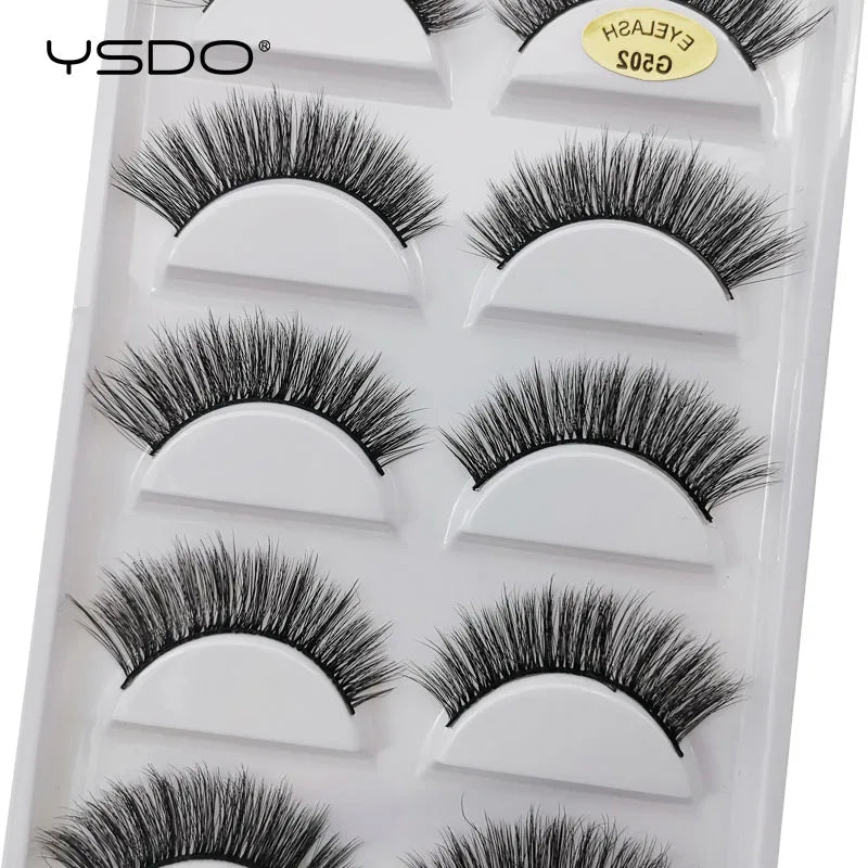YSDO Eyelashes 3/5 Pairs Natural Long 3D Mink Lashes Fluffy Volume Mink False Eyelashes Cruelty Free Wispy Lashes Makeup Cilios