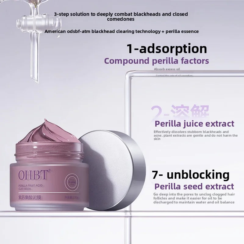 OHBT Perilla Fruit Acid Clay Mask Deep Cleansing Mud Mask Oil Control Mask Deep Moisturizing Fast Absorption 150g