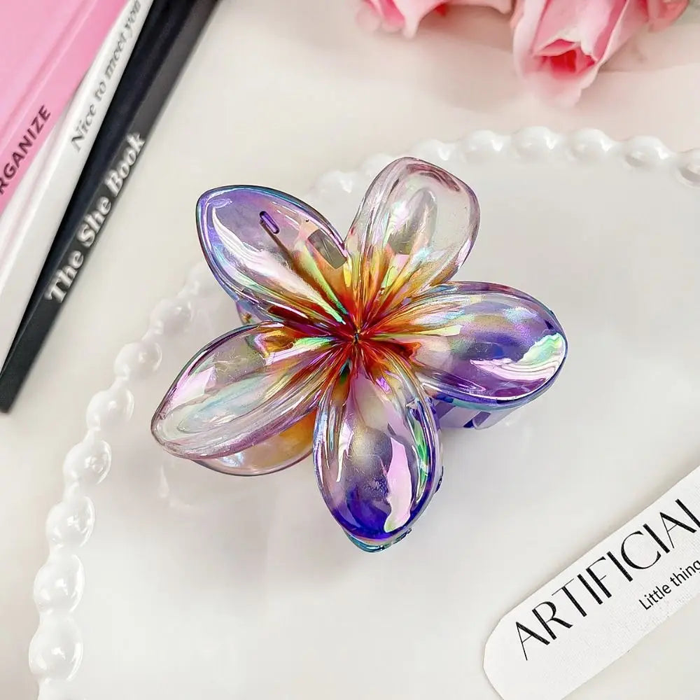 Bohemia Egg Flower Flower Hair Clips Fashion Flower Shape Headwear Shark Clip Plastic Colorful Flowers Claw Vacation