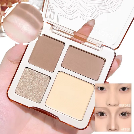 XIAOYUMI The four-color highlighter contour palette is matte and long-lasting, brightening three-dimensional contours