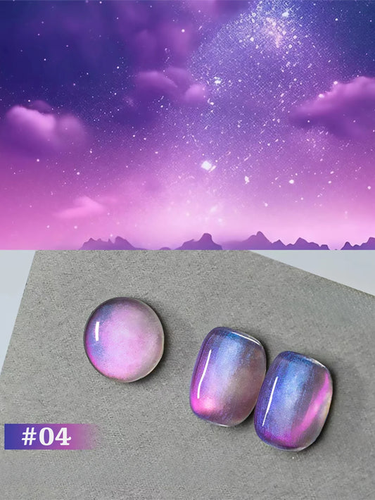 1-6pcs TC New Pink Purple Cat Eye Aurora Fantasy Cat Eye Gel Nail Polish Dreamy Fantasy Star Sky Crystal Glass Beads Nail Art