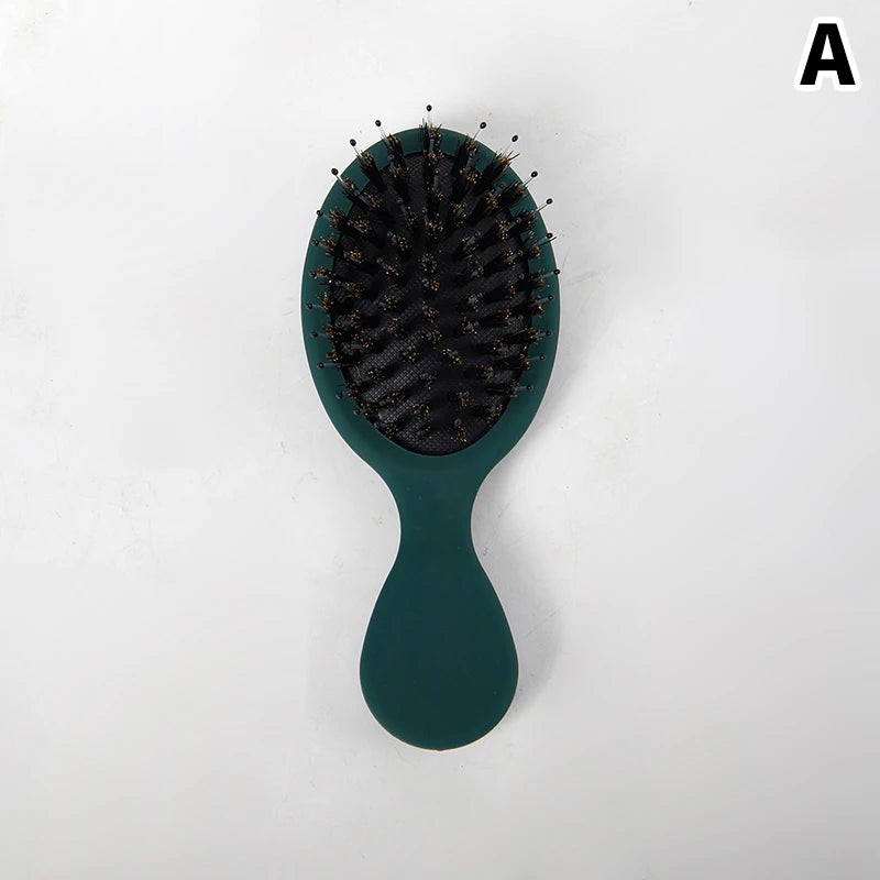 1Pcs Portable Mini Natural Boar Bristle Oval Hair Brush Comb Head Scalp Massage Comb Salon Hair Care Brush Styling Tool