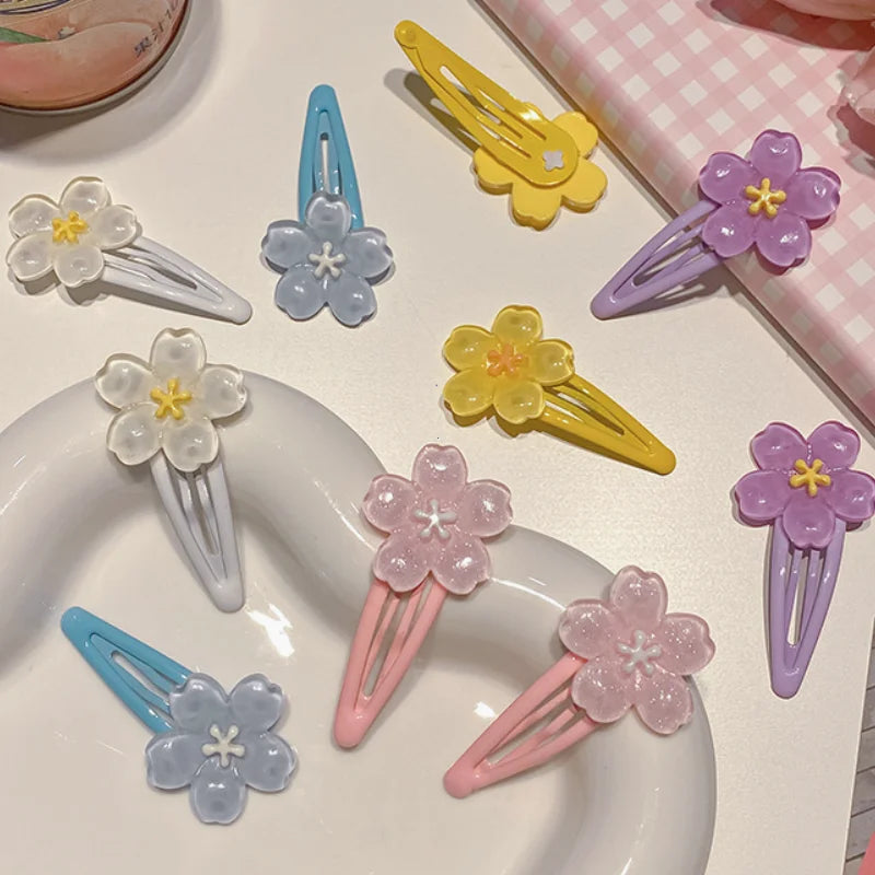 Sweet Jelly Cherry Blossom Hair Clip Headwear Cute Girls BB Clip Y2K Side Bangs Clip Hair Accessories Fresh Flowers Hairpins
