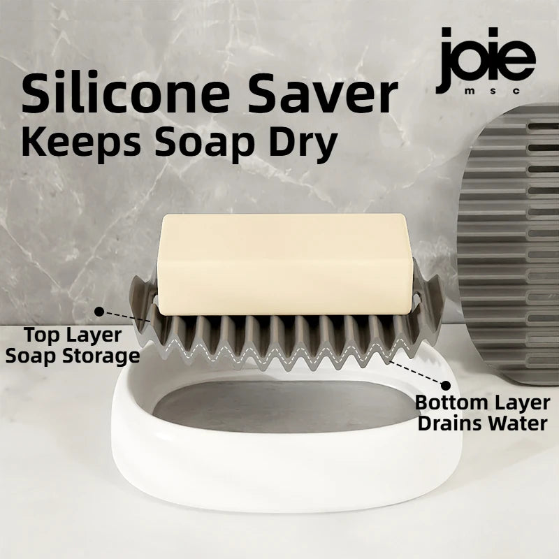 Joie Silicone Soap Dish Soap Saver Drain Soap Tray Self Draining Soap Holder Bathroom Soap Rack Shower Soap Storage Rack