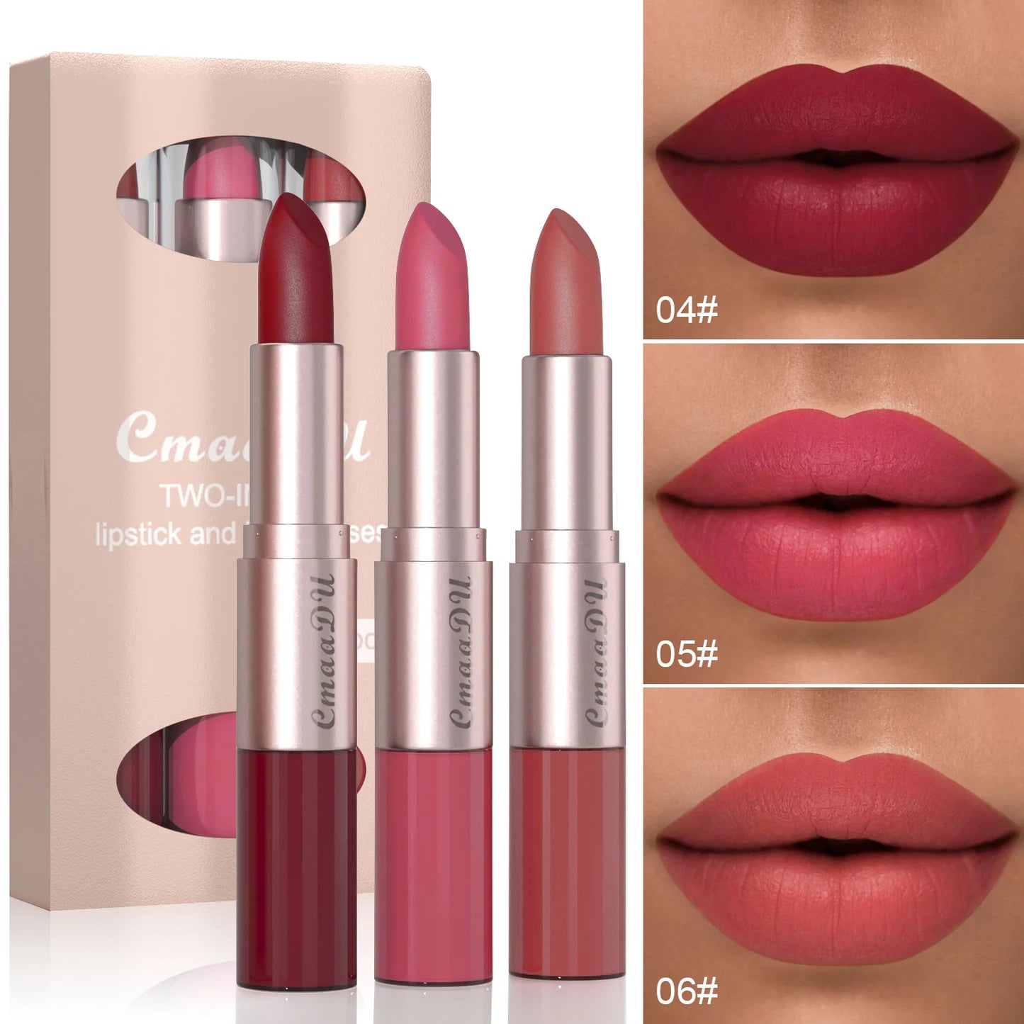 1/3pcs 2 in 1 Velvet Matte Lipstick Set Double Head Lip Gloss Kit Non-stick Cup Lip Tint Long Lasting Waterproof Lipstick Makeup