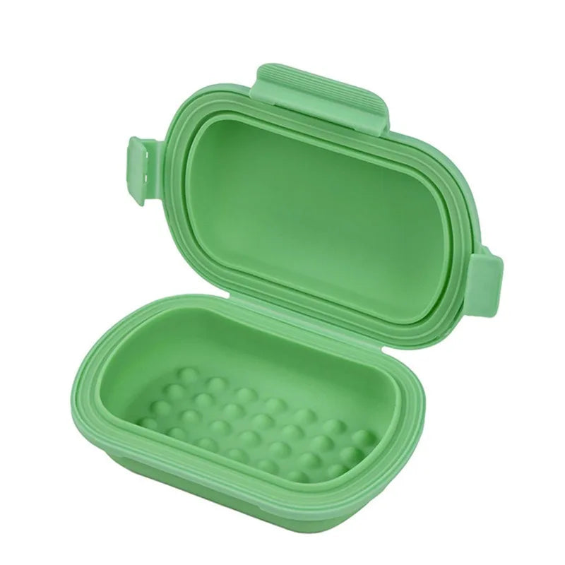 Travel Portable Flip Top Soap Dish with Lid-Leak Proof Bar Soap Container Flip Top or Fold Flat for Travel Hotel