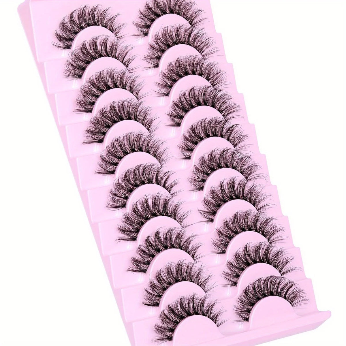 10 Pairs  Natural Fluffy D Curl 3D Volume Wispy False Eyelashes with Clear Band - Soft, Lightweight, and  - Reusable Lashes