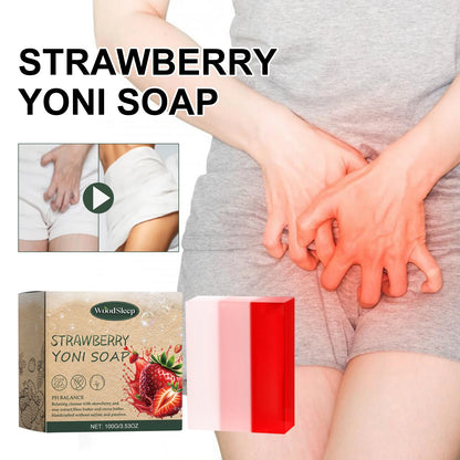 Natural Strawberry Scented Soap - Gentle Deep Cleansing and Moisturizing for Women's Skin, Delicate Body Bath Soap