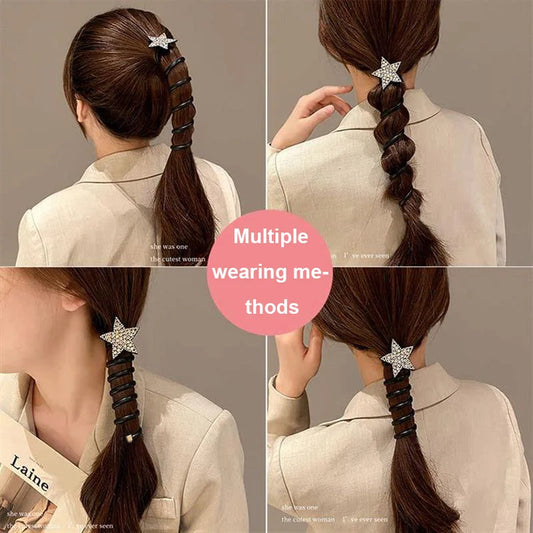 Braided Telephone Wire Hair Bands Spiral Hair Ties Elastic Hair Scrunchies Ponytail Fixed Hair Rope Accessory for Women Girl