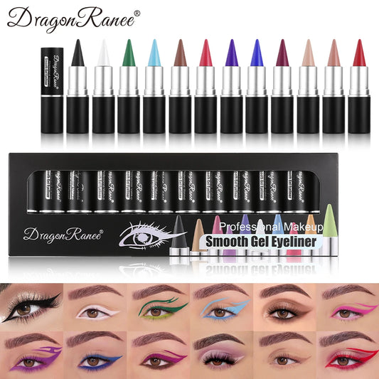 12-Piece Set of Colored Eyeliner Pens, Long-Lasting, Fade-Resistant, Waterproof, Automatic Rotating Eyeliner Pens Available in a Set
