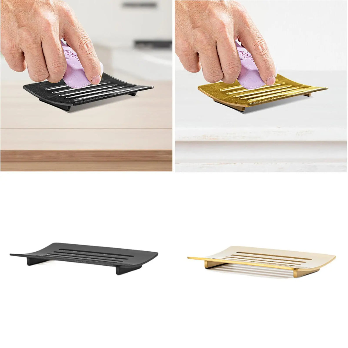 Self Draining Soap Dish Stainless Steel Soap Holder for Shower Bathroom Kitchen Countertop with Anti Slip Soap Tray Easy Clean