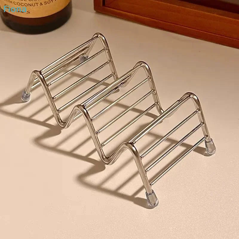 ✔Stainless Steel Wave Soap Dish Holder,Self Draining Soap Bar Rack with Drip Tray for Bathroom