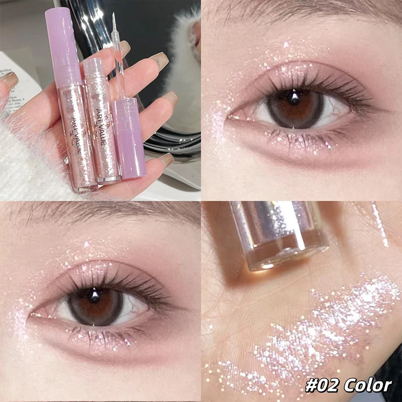 Liquid Eyeshadow Set Waterproof Long Lasting Pearlescent Shimmer Pearl Sparkle Glitter Eye Shadow Silkworm Korean Cosmetics