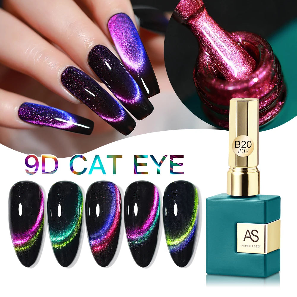 AS 15ml Cat Eye Nail Gel Polish 9D Shiny Magnetic Gel Polish Galaxy Effect Nail Gel Soak Off Manicure Varnish Need Black Gel