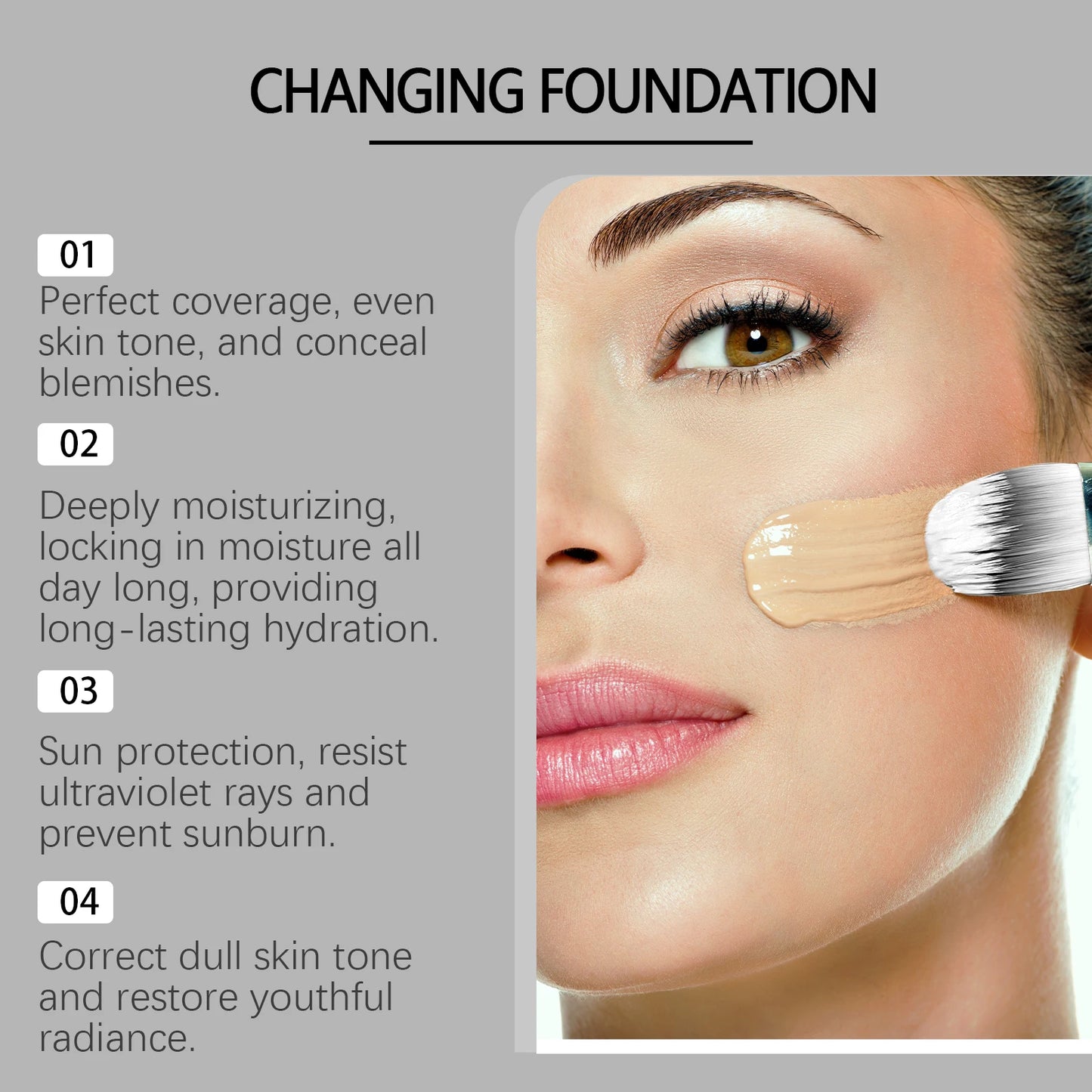 Liquid Foundation Naturally Covers Flaws Full Coverage Matte Moisturizer Oil-control Sunscreen Spf 15 Waterproof Sweat-resistant