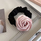 Sweet Flower Rose Hair Rope Hair Tie Scrunchies Silk Satin Hair Rope Korean Style Headwear Elastic Hair Band Ponytail Holder