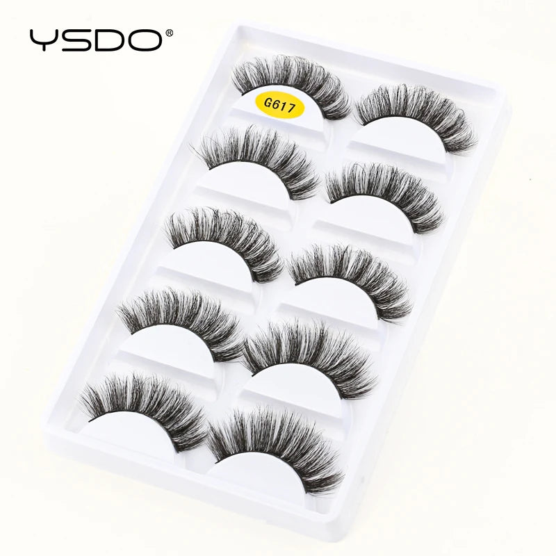 YSDO Eyelashes 3/5 Pairs Natural Long 3D Mink Lashes Fluffy Volume Mink False Eyelashes Cruelty Free Wispy Lashes Makeup Cilios