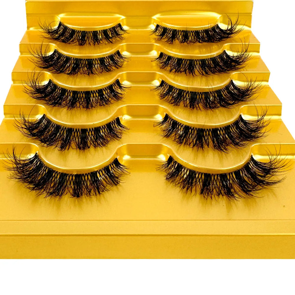 5pairs Mink Eyelashes Invisible Band Lash Extension Natural False Eyelashes Cross Cluster Fairy 3D Faux Big Eye Long Fake Lashes