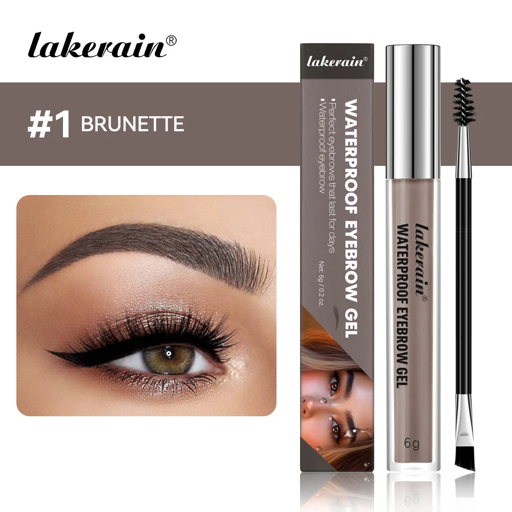 Lakerain Waterproof Eyebrow Gel Smudge-Proof Quick Dry Long-Lasting Hold Makeup High Pigmentation Silky Gel Texture Eyebrow Gel