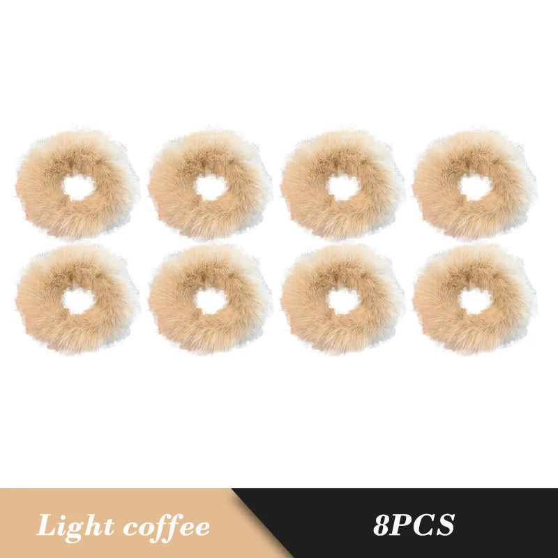 1PC Fluffy Warm Autumn Winter Elastic Hair Band Scrunchies Large Intestine Hair Ring For Women Girls Plush Hair Rope Hairwear