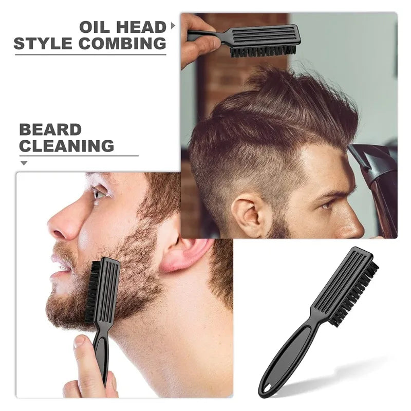 Soft Hair Cleaning Brush Set Barber Neck Duster with Plastic Handle Hairdressing Carving Shape Head Cleaning Tool