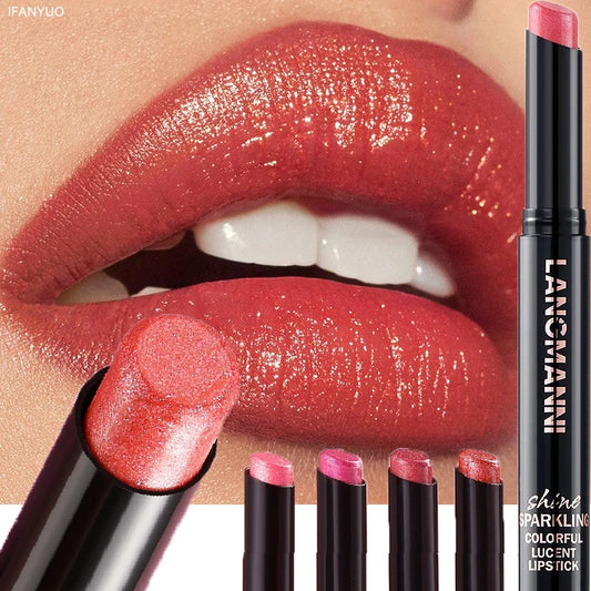 10Color Diamond Glitter Velvet Lipstick Long Lasting Moisturizing Shiny Pearlescent Sexy Red Lipgloss Lip Sticks Makeup Cosmetic