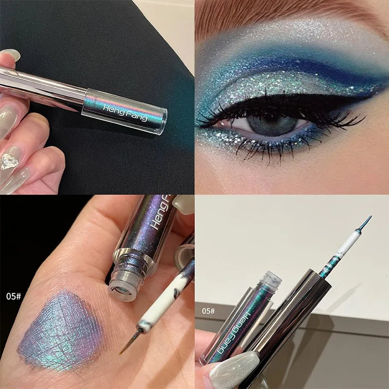 Chameleon Liquid Eyeshadow Eyeliner Sparkling Liquid Eye Shadow Metallic Shining Eye Shadow Liner Makeup Green Purple Silvery